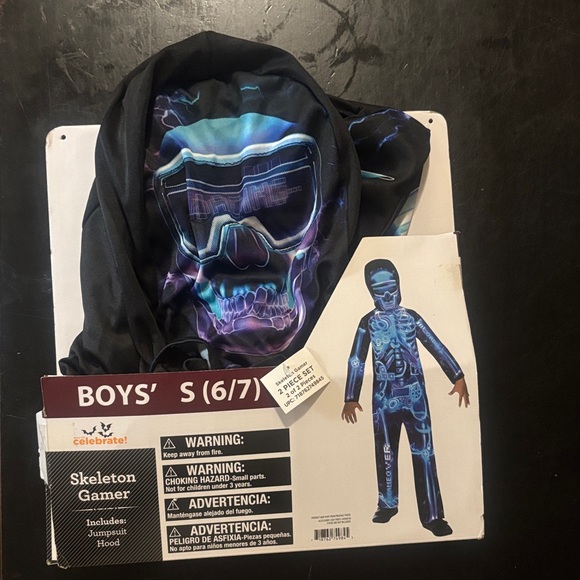 Boys' Skeleton Gamer Costume with Hood - Picture 2 of 3